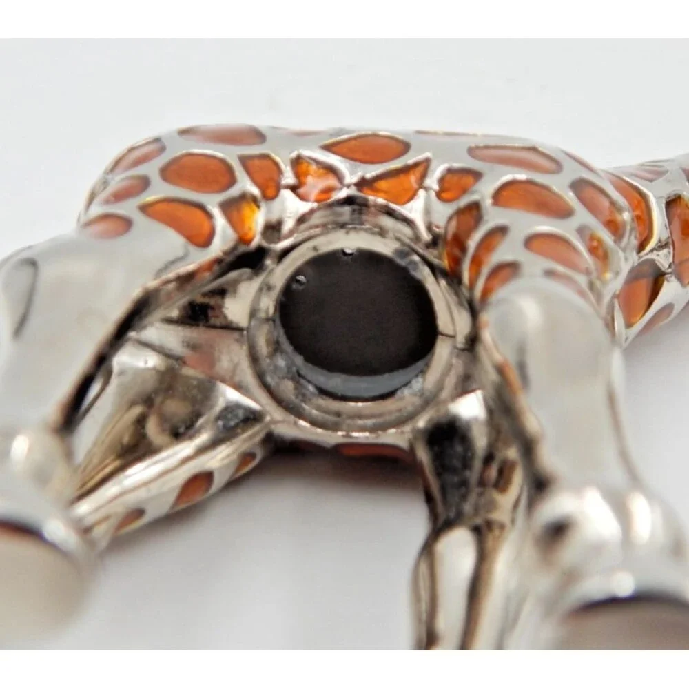 Godinger Silver Co. Enamel Giraffe Zebra Figural Salt Pepper Shakers